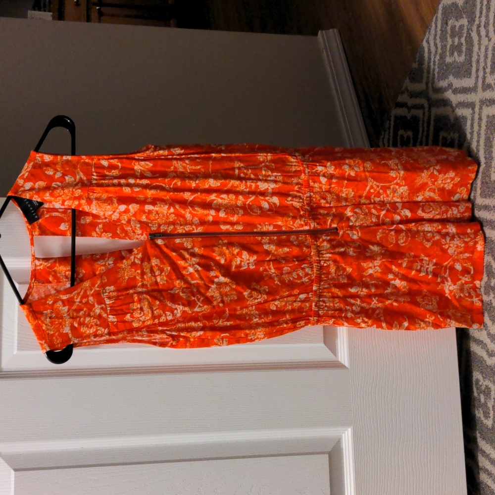 Orange floral romper